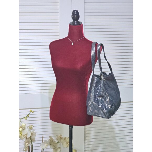 Michael Kors Women's Metallic Python-Embossed Tote Shoulder Bag Size L 2421 - Picture 3 of 13